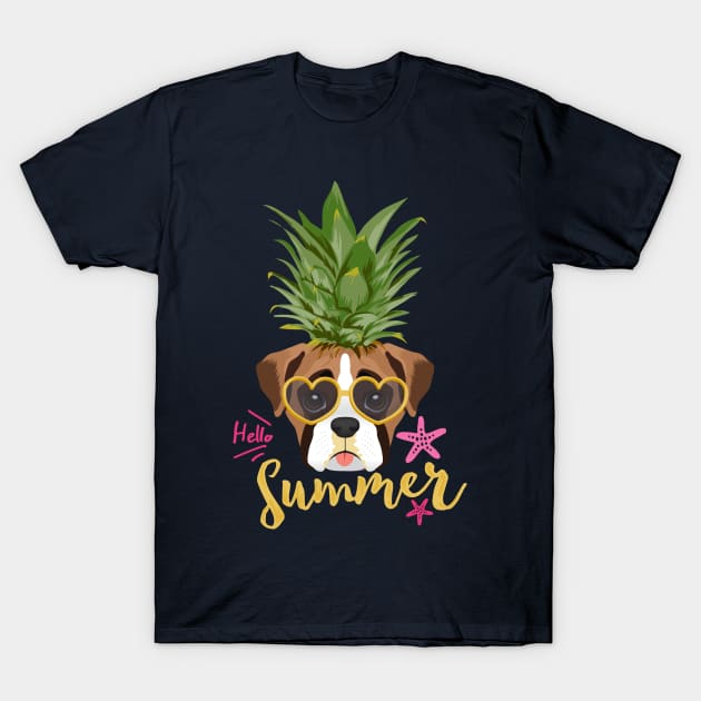 Boxer Dog Pineapple Shirt for Women, Kids, Boys, Teen Girls, Toddler, Funny Boxer Dog T-Shirt by Happy Lime